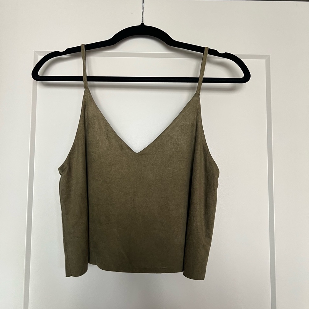 Forever 21 Flowy Suede Green Crop Camisole